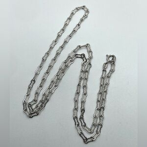 Vtg Sterling Silver Fancy Abstract Link Chain 21” Length / 3mm Width